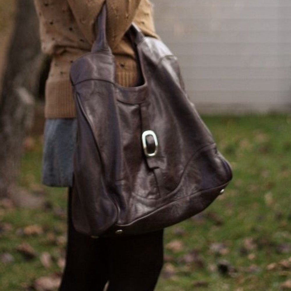Foley + Corinna Chestnut Leather Jet Set bag tote